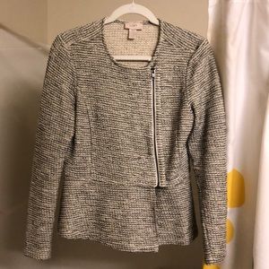 Ann Taylor Loft Asymmetrical Zip peplum top